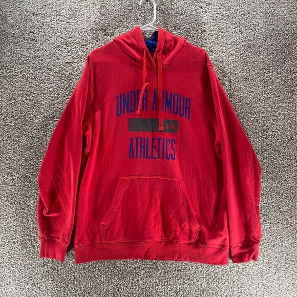 Under Armour Hoodie Sweatshirt Mens Large Red Storm Pullover Cold Gear Loose - Picture 1 of 14